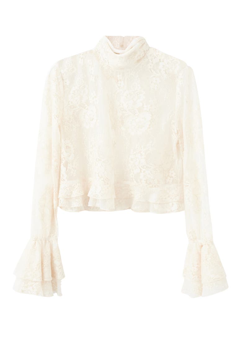Blusa Lace Ruffle Cuff Top, Main, color, ECRU