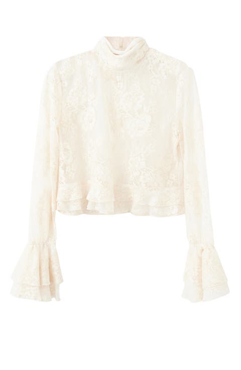 Blusa Lace Ruffle Cuff Top