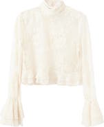 MANGO Blusa Lace Ruffle Cuff Top