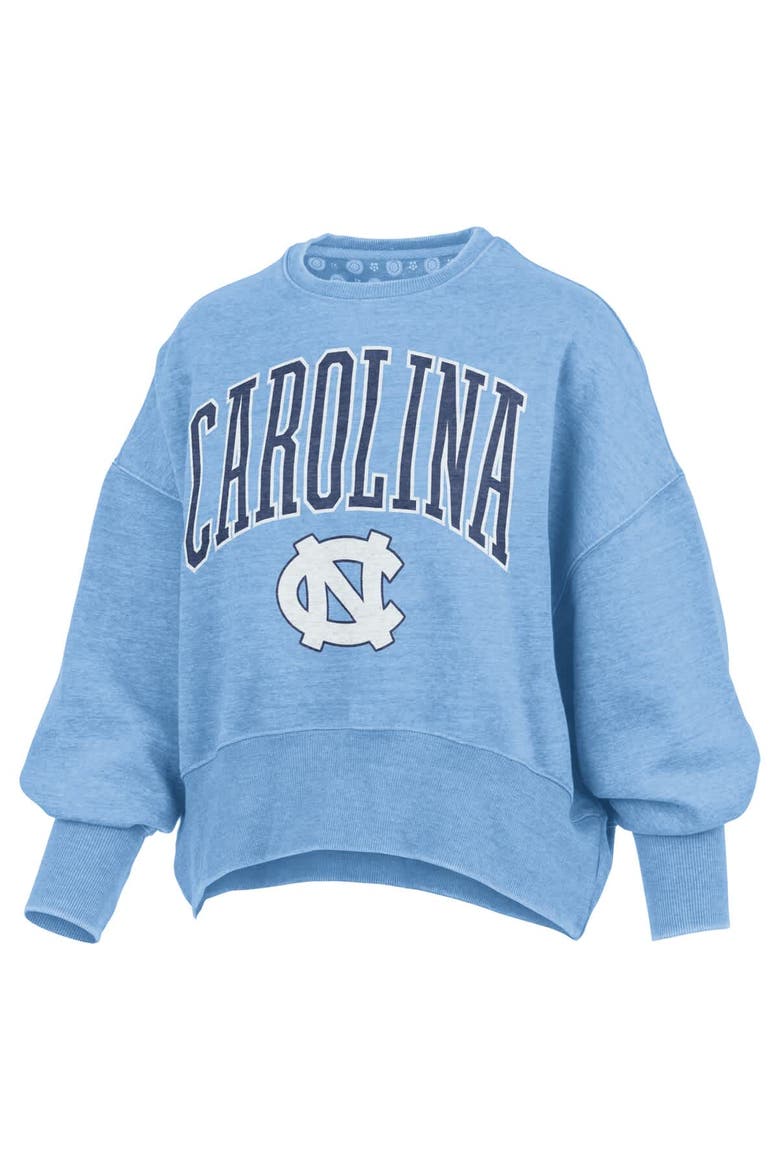 Women's Pressbox Carolina Blue North Carolina Tar Heels Oversized Waist-Length Crewneck Sweatshirt, Alternate, color, Light Blue