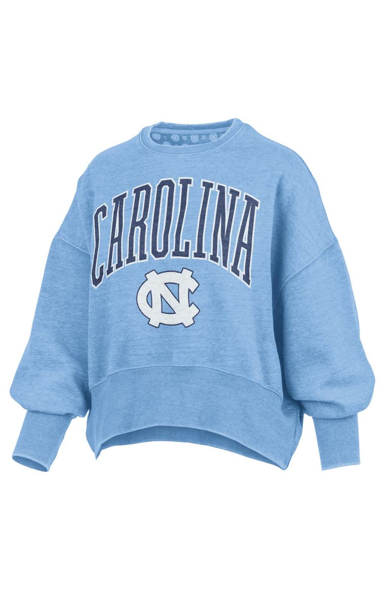 PRESSBOX Women's Pressbox Carolina Blue North Carolina Tar Heels Oversized Waist-Length Crewneck Sweatshirt, Alternate, color, 