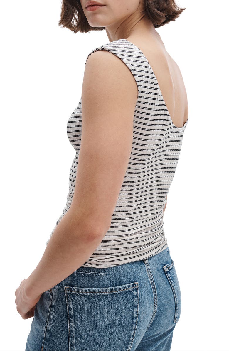 rag & bone Luca Stripe Rib Tank, Alternate, color, Ivory Stripe