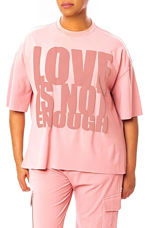 Dai Moda Love Oversize Split Hem Cotton Blend Graphic T-shirt In Pink