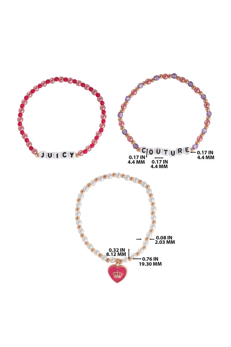 "Juicy" Heart Charm 3-Piece Beaded Bracelets, Alternate, color, Multicolor