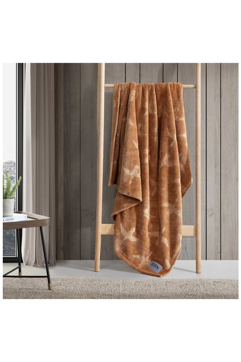 Geese Throw Blanket, Alternate, color, BROWN