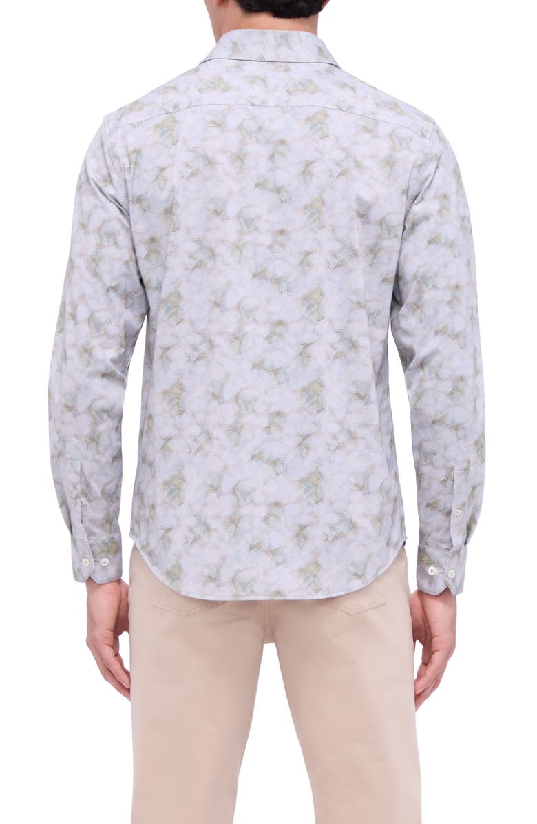 Bugatchi Jimmy OoohCotton<sup>®</sup> Leaf Print Button-Up Shirt, Alternate, color, 