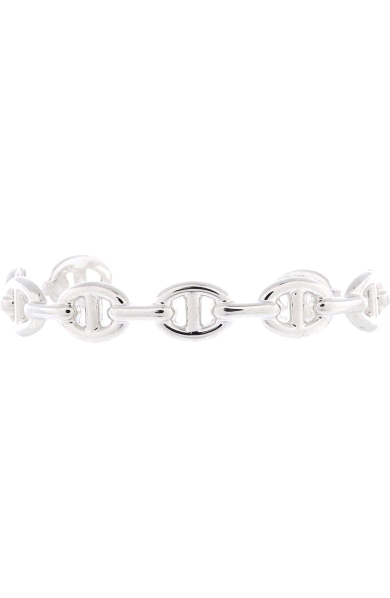Pre-Owned Hermes Chaine d'Ancre Enchainee Cuff Bracelet Sterling Silver Medium, Main, color, Silver