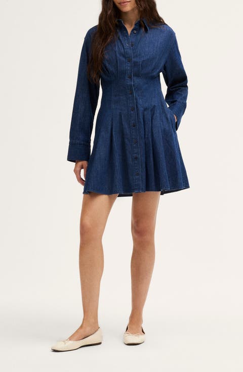 The Chrissy Long Sleeve Denim Mini Shirtdress