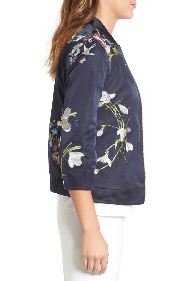 Ted Baker London Entangled Enchantment Embroidered Bomber Jacket, Alternate, color,
