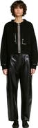 SANDRO Hooded cardigan, leather details