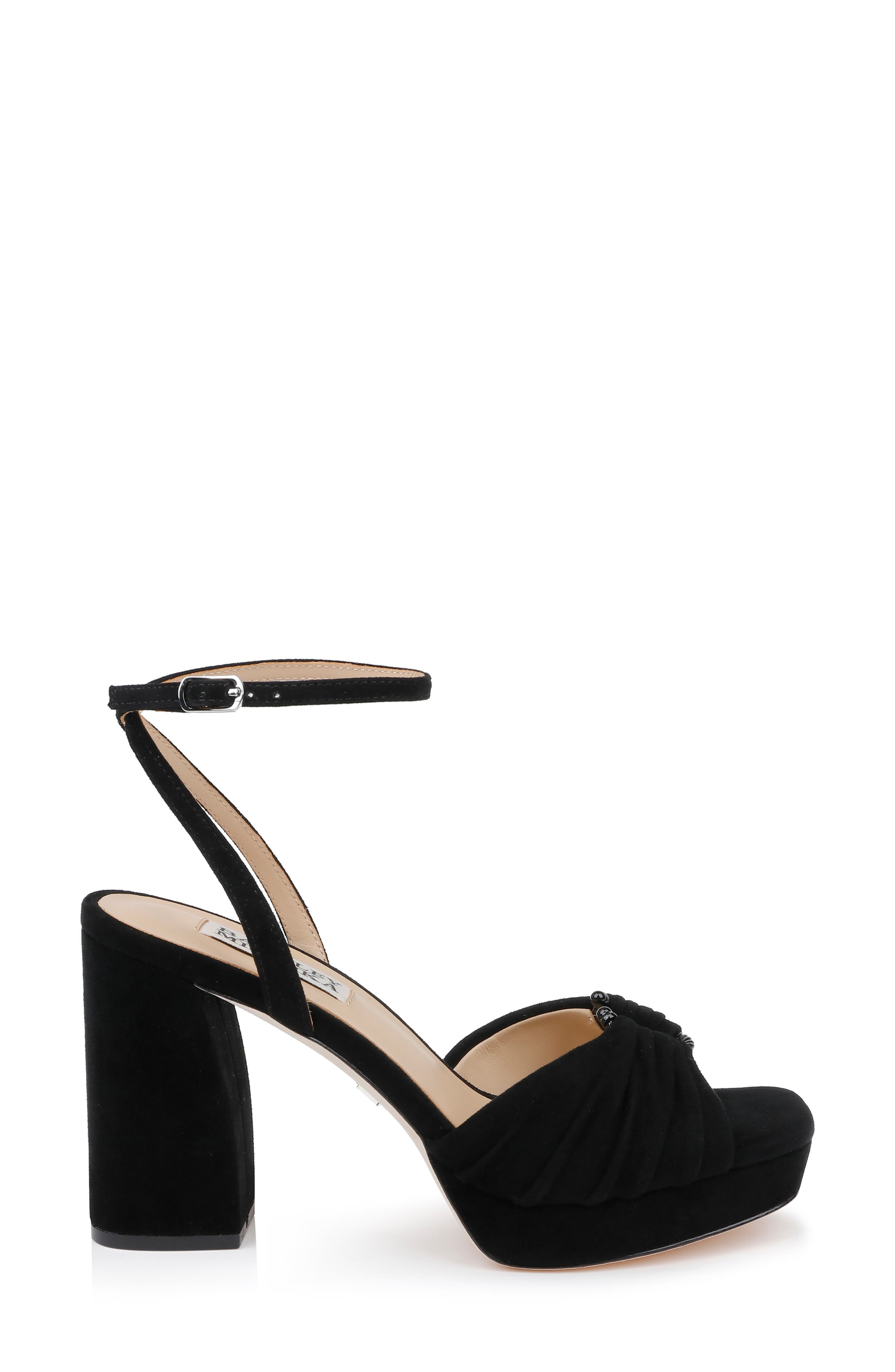 Badgley Mischka Collection Veda Ankle Strap Platform Sandal, Alternate, color, Black Suede