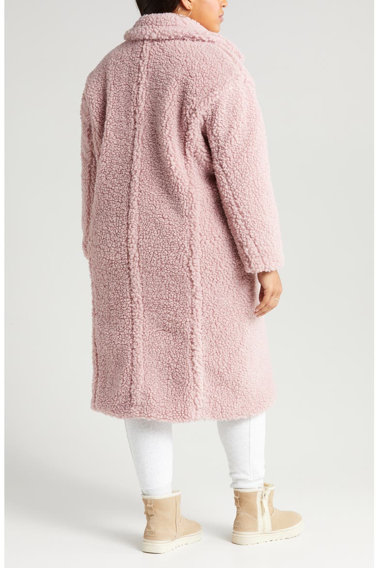 Gertrude Double Breasted Teddy Coat, Alternate, color, CLAY PINK