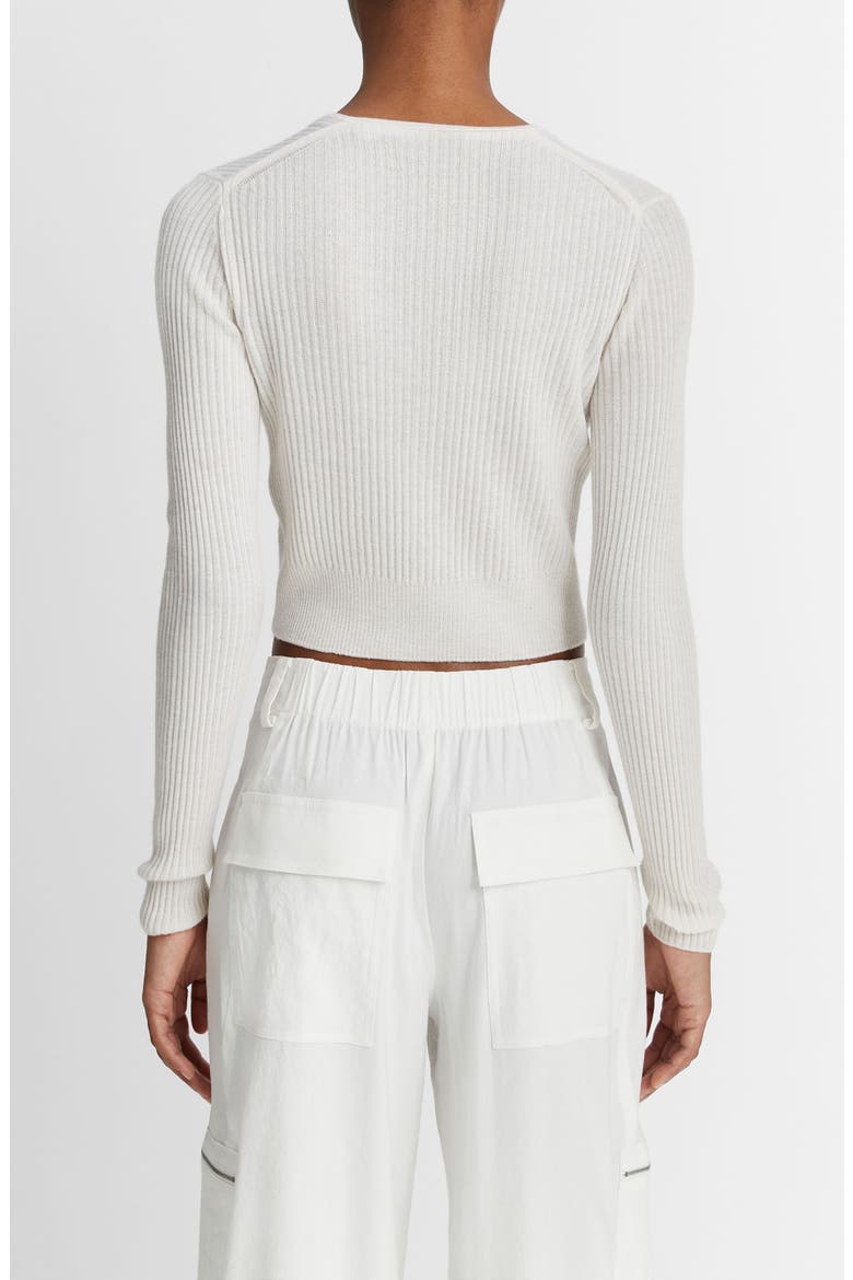 Shrunken Cashmere & Silk Cardigan, Alternate, color, OFF WHITE