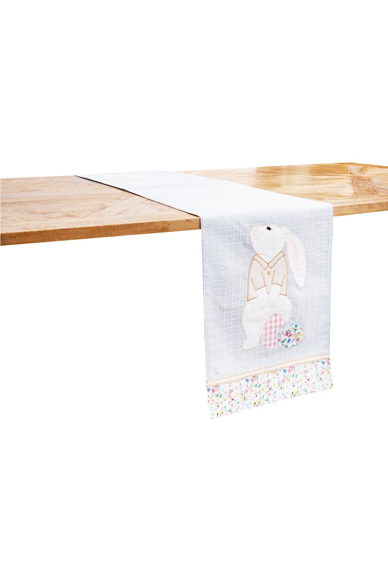 Bunny Rabbit Easter Eggs 100% Cotton Table Runner 13" x 72", Alternate, color, Blue