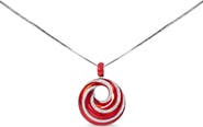 Haus of Brilliance Silver Red Enamel and 1/2 Diamond Swirl Medallion Pendant Necklace