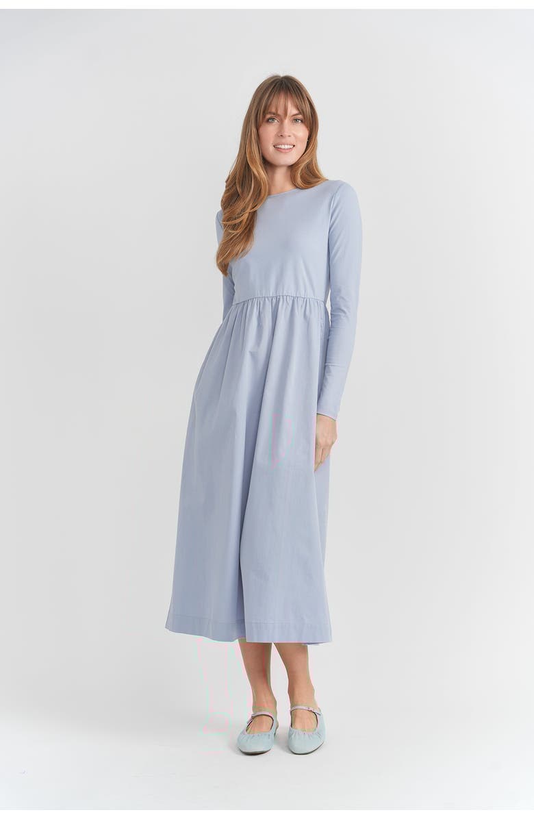 Noni Woven Long Sleeve Side Pocket Midi Dress, Alternate, color, Black