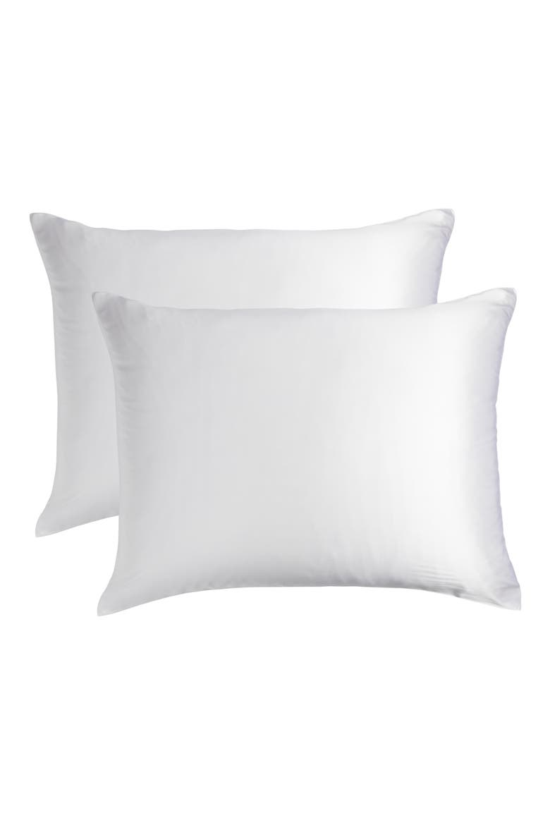 Set of 2 Silk Pillowcases, Main, color, WHITE