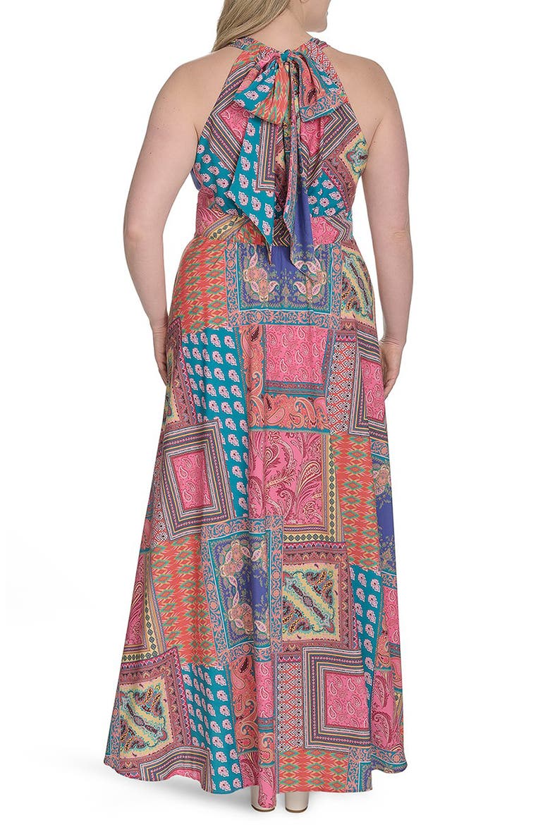 Mixed Scarf Print Sleeveless Maxi Dress, Alternate, color, PINK MULTI