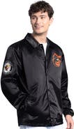 STARTER Men's Starter  Black Baltimore Orioles Cooperstown Collection Point Man Full-Snap Coaches Jacket