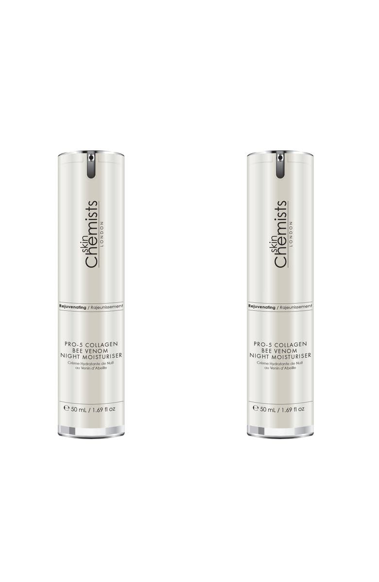 SKINCHEMISTS Pro-5 Collagen Bee Venom Night Moisturiser 50ml x 2 Duo Set, Main, color, White
