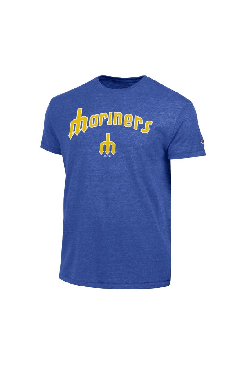 Champion Men's Champion  Royal Seattle Mariners Cooperstown Wordmark Lockup Tri-Blend T-Shirt, Alternate, color, Royal