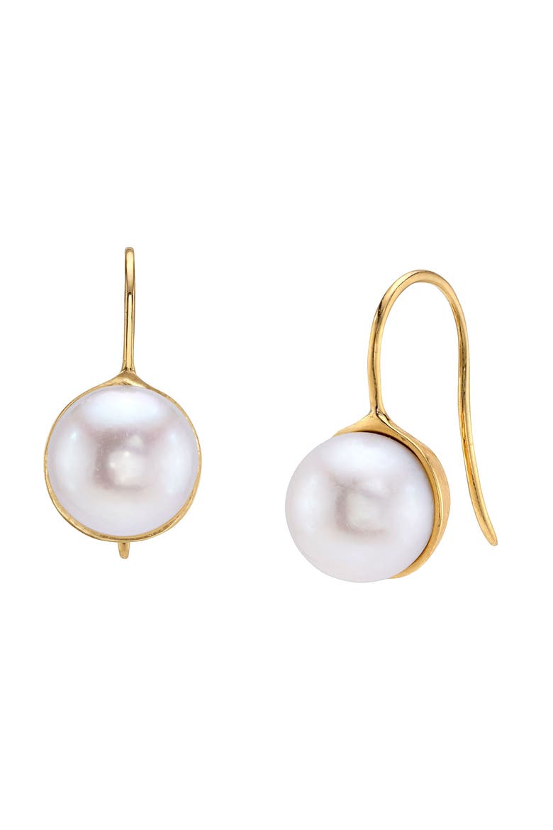 Freshwater Pearl Harriett Earrings, Main, color, Yellow Gold
