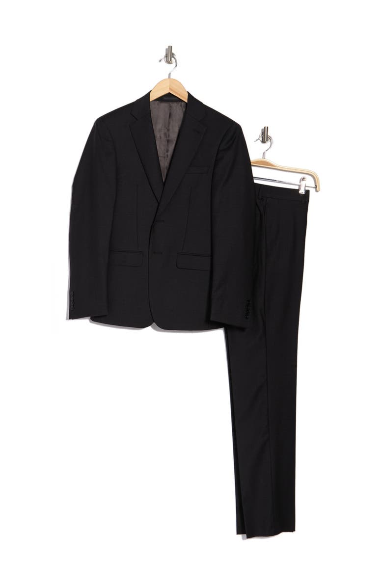 Calvin Klein Charcoal Two-Button Notched Lapel Suit, Alternate, color,