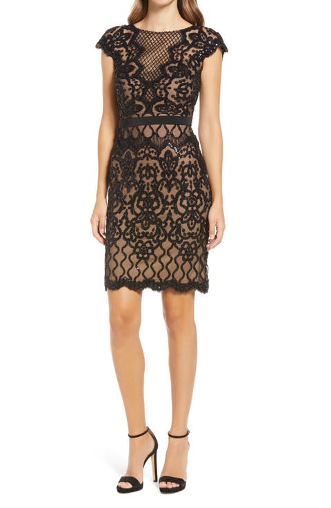 Sequin Lace Body-Con Cocktail Dress