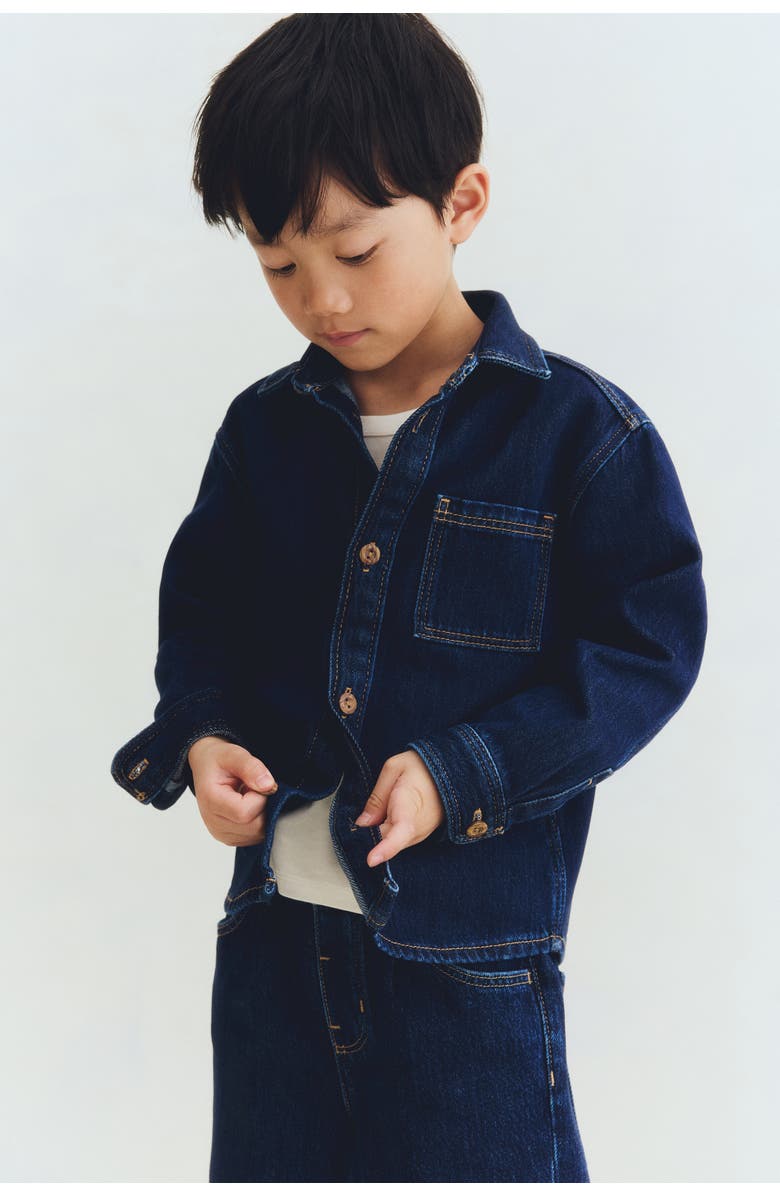 H&M Denim Overshirt, Alternate, color, Dark Denim Blue