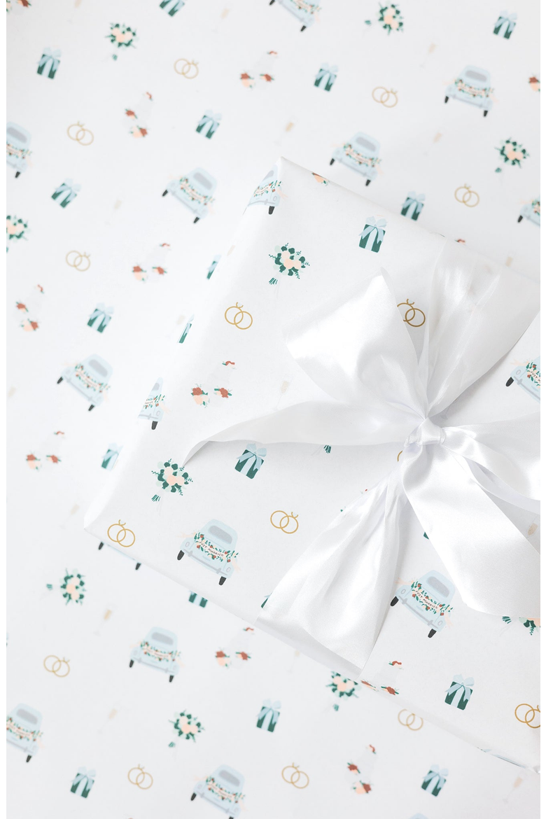 Illustrated Wedding Pattern Wrapping Paper wrapping paper, Alternate, color, Wedding Pattern