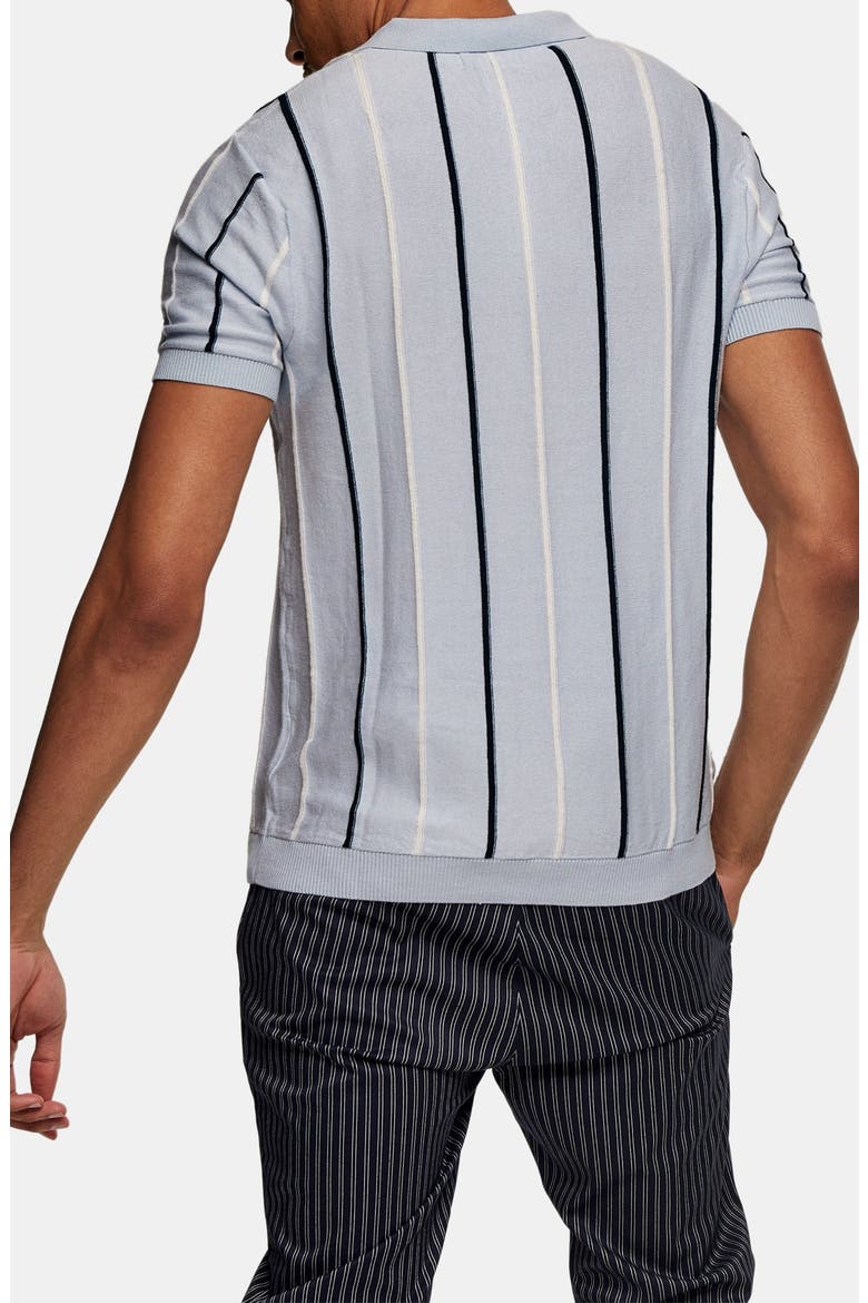 Rib Stripe Johnny Collar Polo, Alternate, color, BLUE