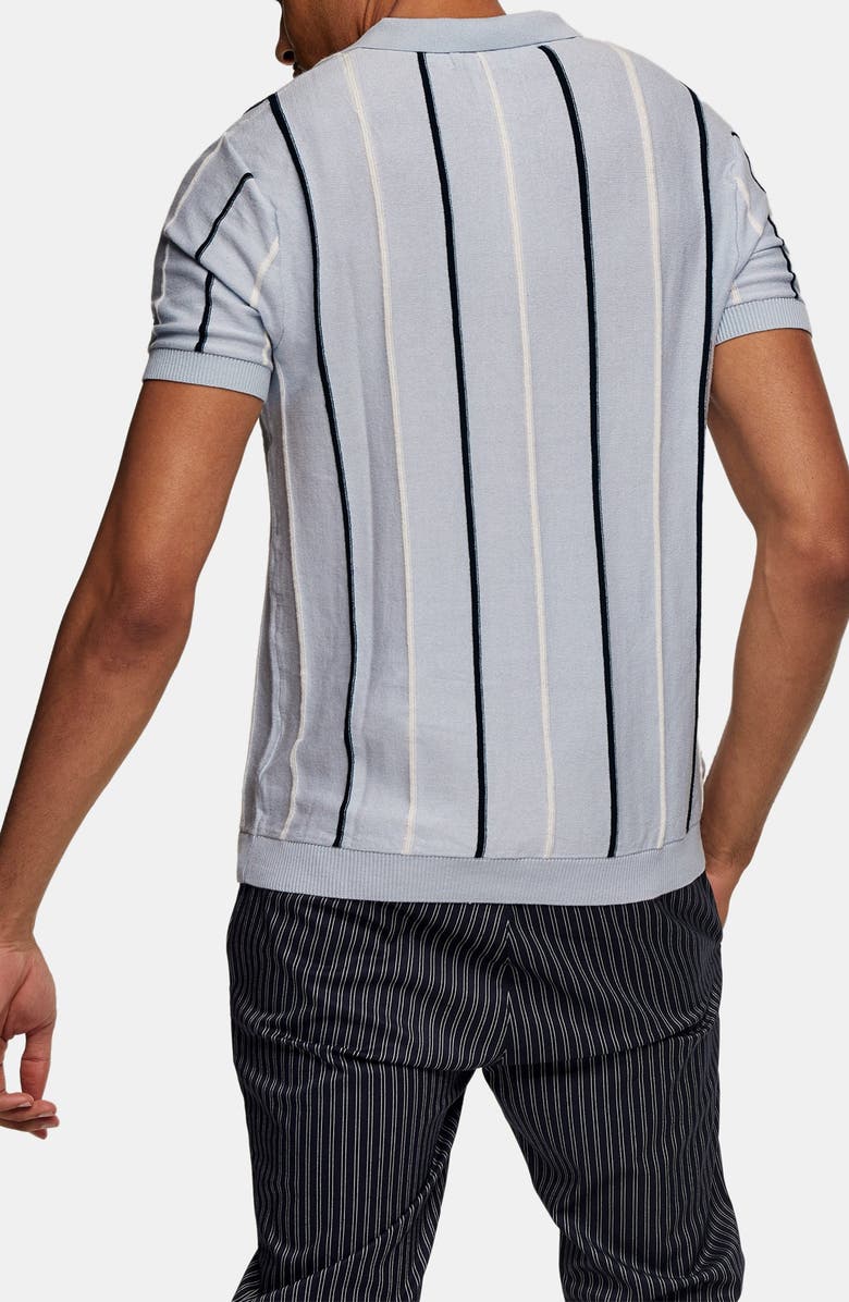 Topman Rib Stripe Johnny Collar Polo, Alternate, color, 