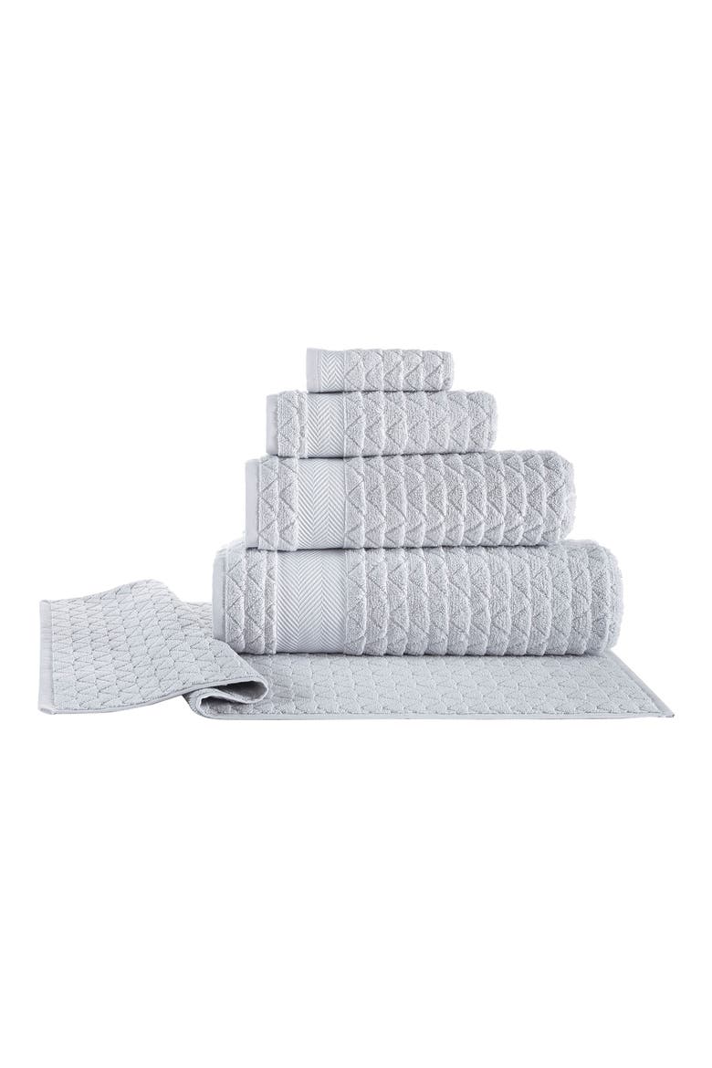 Herringbone Cotton Bath Towel, Alternate, color, SILVER