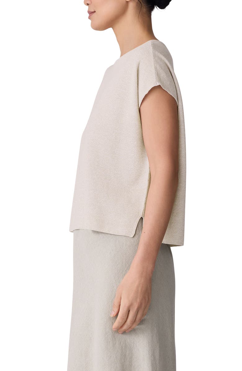 Eileen Fisher Organic Linen & Organic Cotton Cap Sleeve T-Shirt, Alternate, color, Undyed Natural