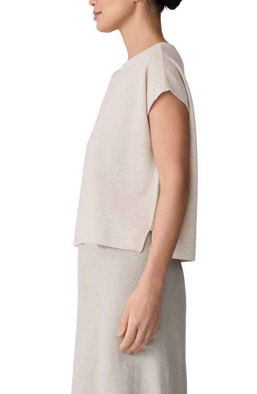 Eileen Fisher Organic Linen & Organic Cotton Cap Sleeve T-shirt In Undyed Natural