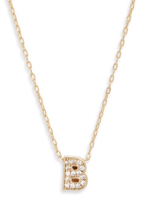 Pavé Cubic Zirconia Initial Necklace