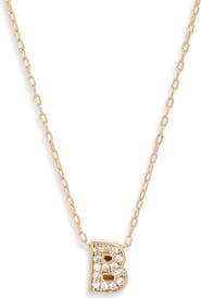 Nordstrom Pavé Cubic Zirconia Initial Necklace