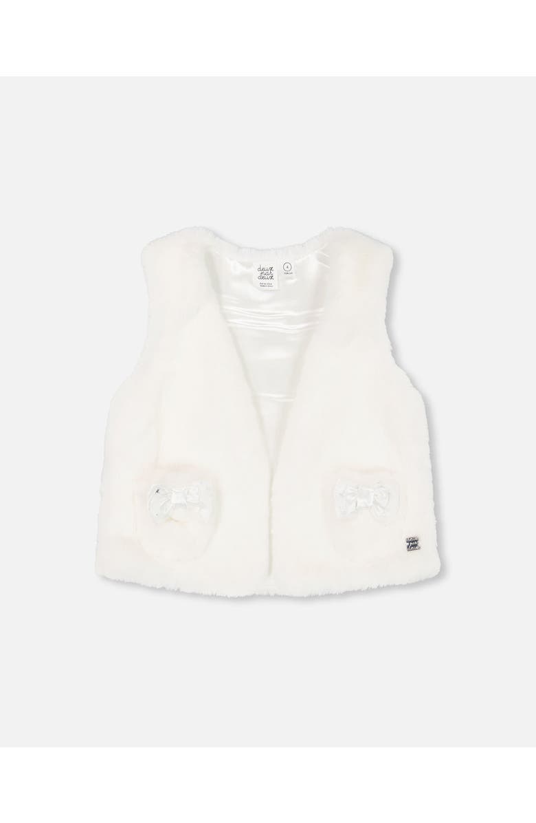 Deux par Deux Little Girl's Faux Fur Vest Off White, Main, color, 