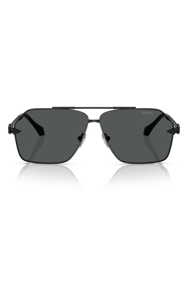 Versace 63mm Pilot Sunglasses, Main, color, Matte Black