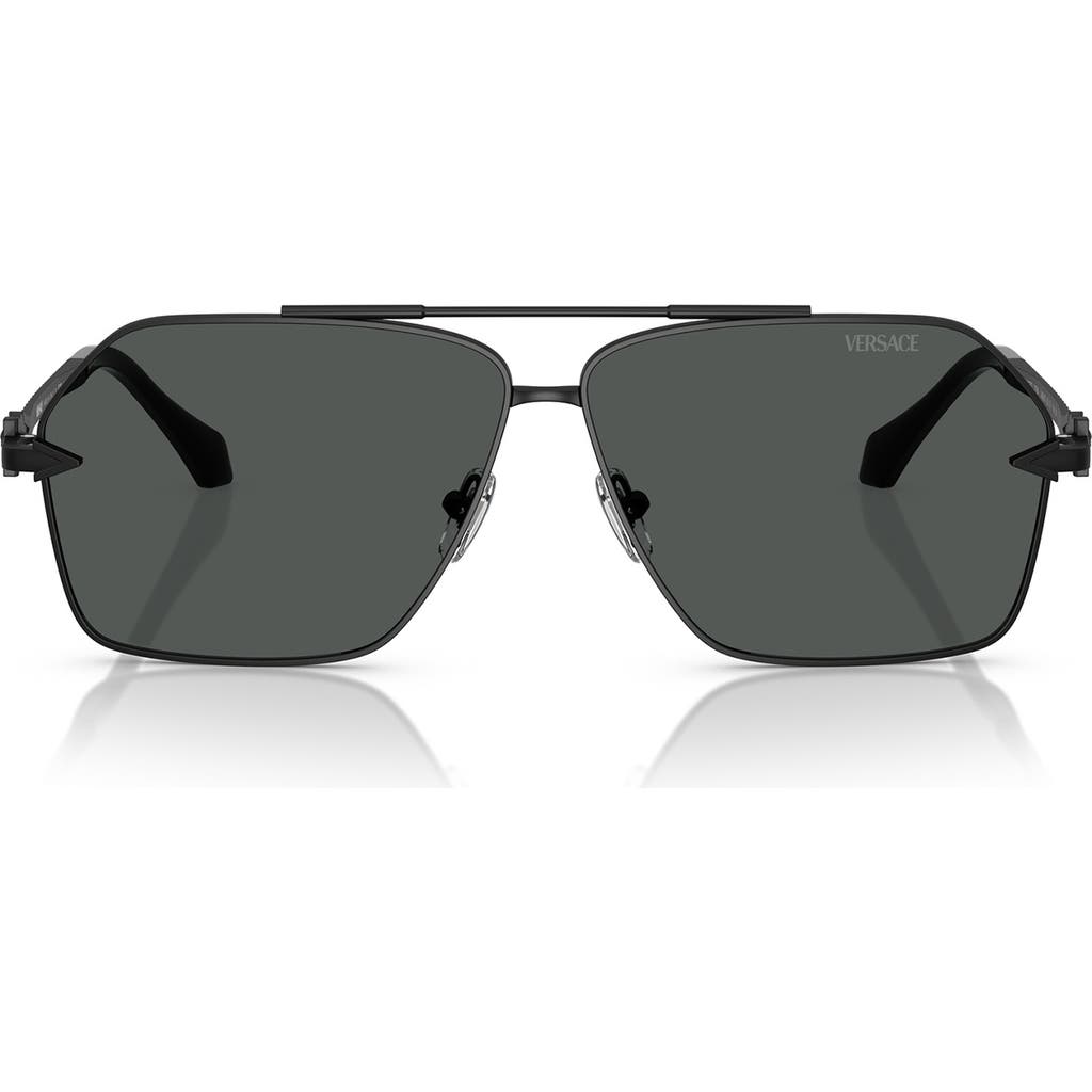 Versace 63mm Pilot Sunglasses In Matte Black