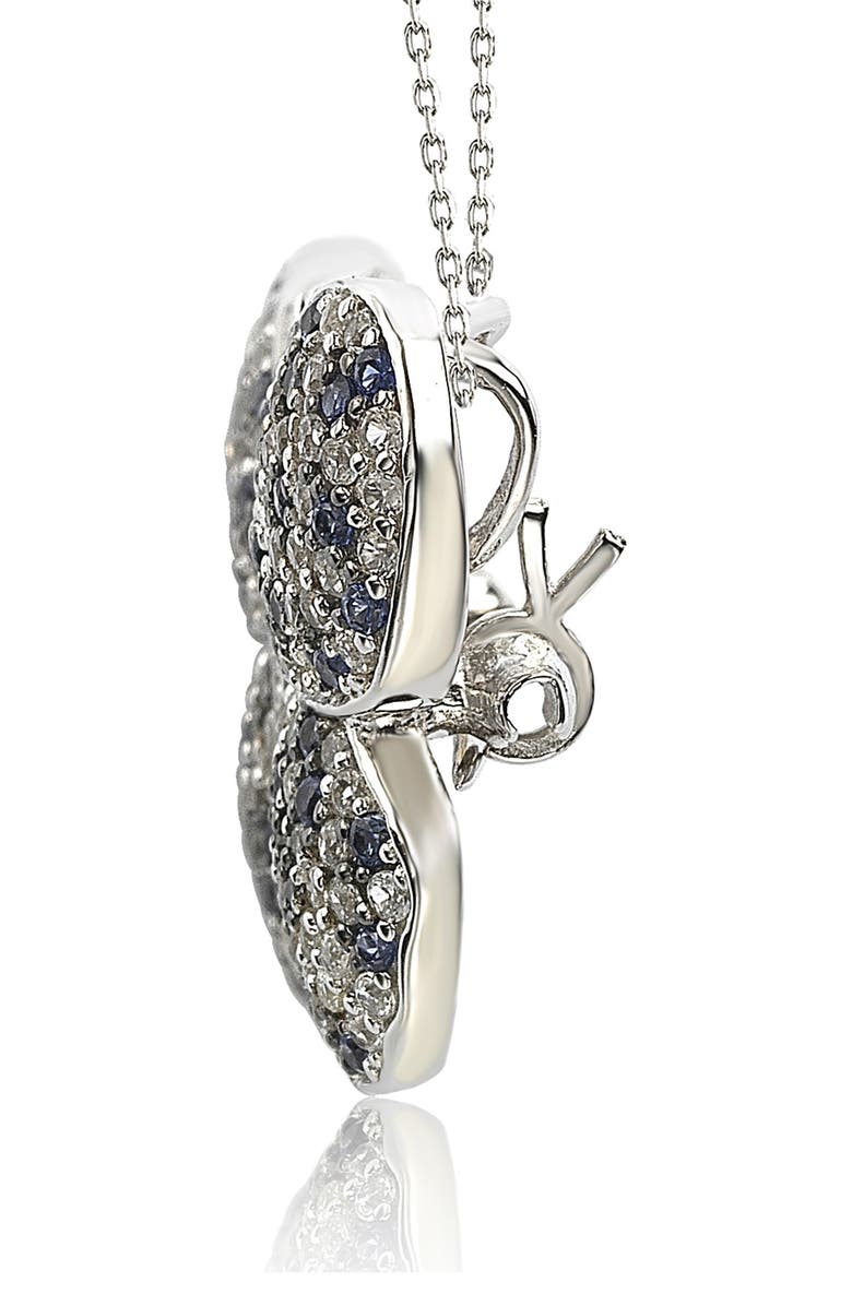 SUZY LEVIAN Sterling Silver Pavé Blue Sapphire & Lab Created White Sapphire Butterfly Pendant Necklace, Alternate, color, Blue