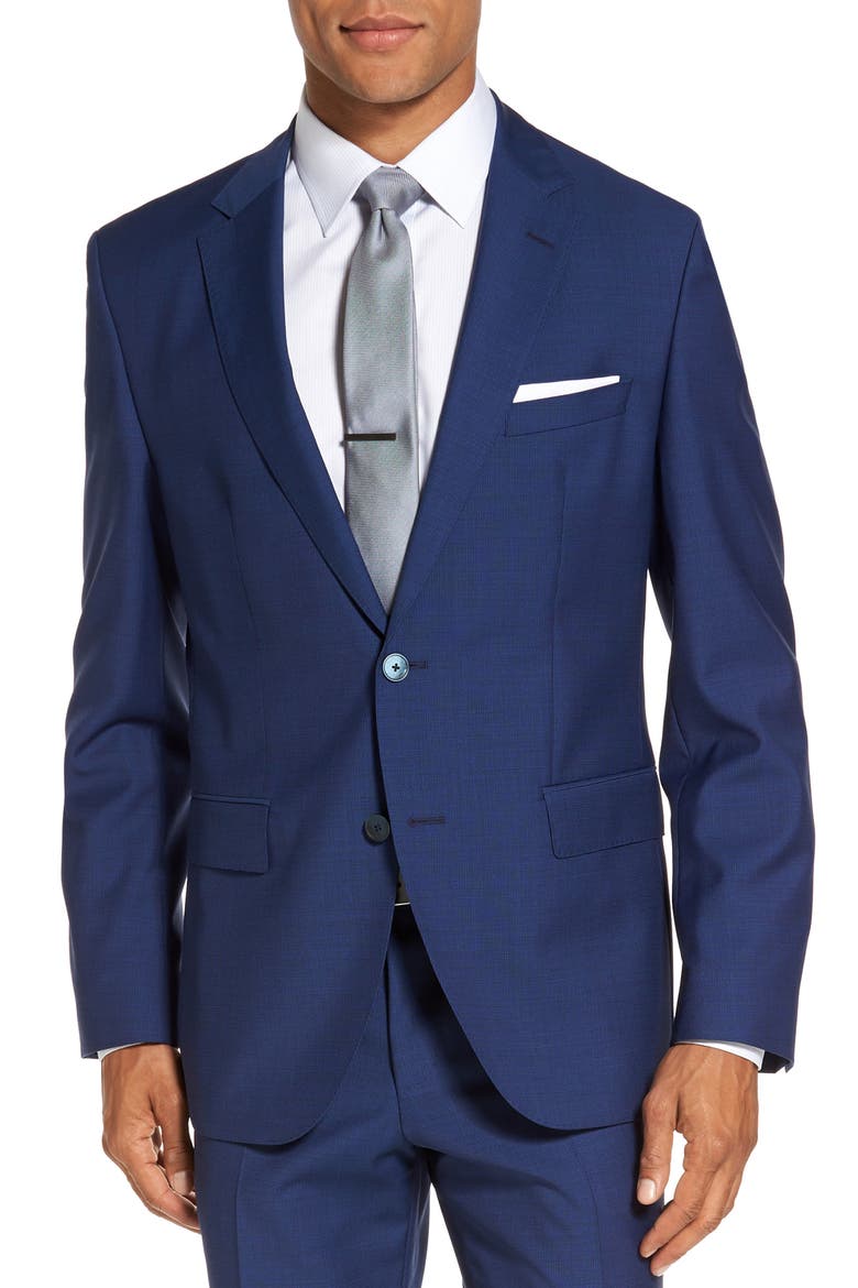 Trim Fit Solid Wool Suit, Alternate, color, BRIGHT BLUE