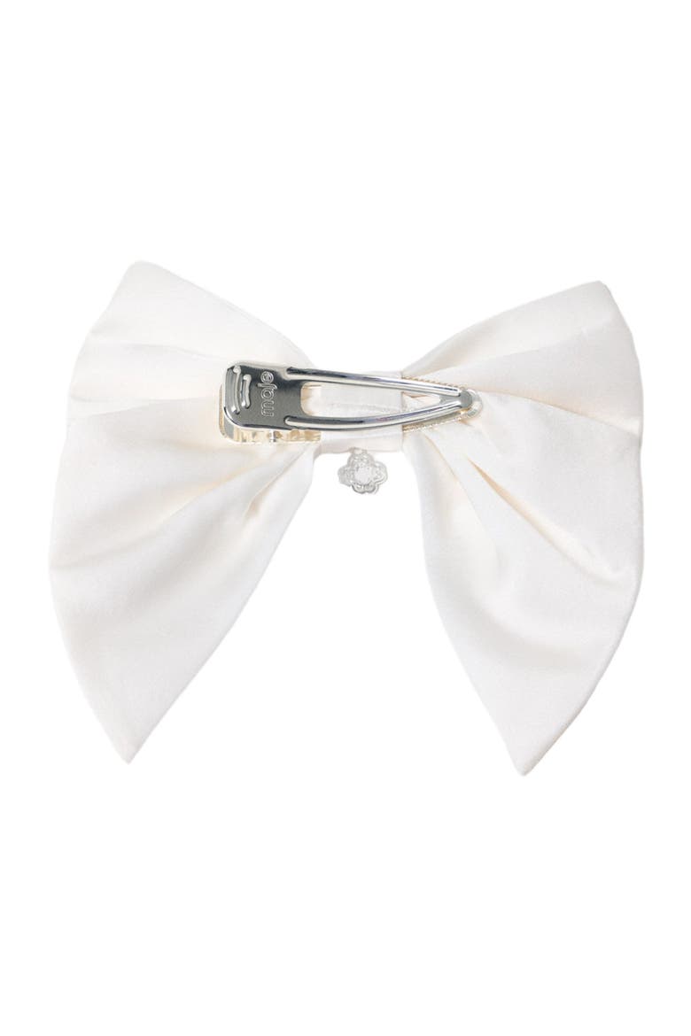 Satin-effect bow barrette, Alternate, color, White