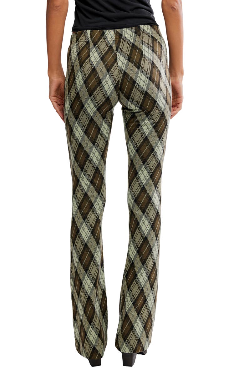 Free People Chloe Plaid Flare Leg Knit Pants, Alternate, color, Olive Combo