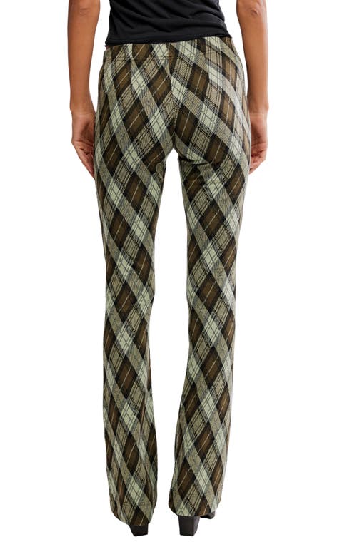 Free People Chloe Plaid Flare Leg Knit Pants In Green