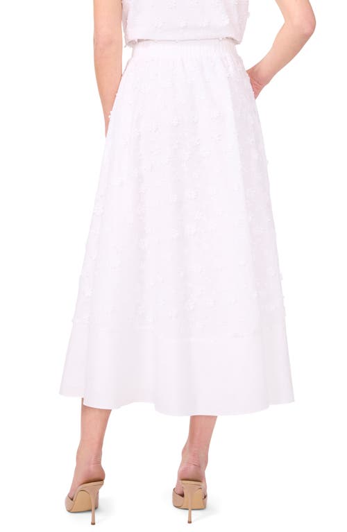 Cece Eyelet Embroidered Cotton Midi Skirt In Ultra White