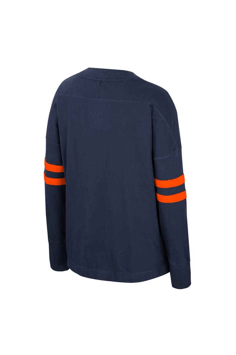 Women's Colosseum  Navy Auburn Tigers Oversized Violet Distressed V-Neck Long Sleeve T-Shirt, Alternate, color, Navy