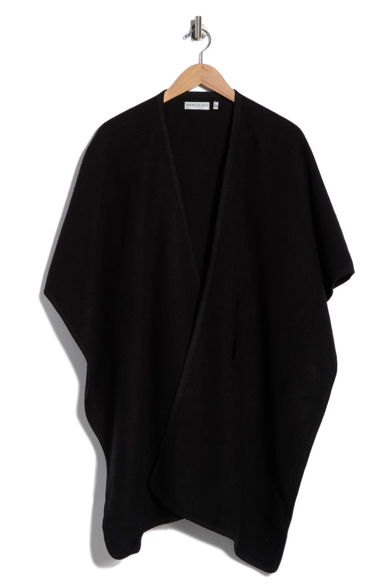 Wrap Cardigan Poncho, Alternate, color, BLACK