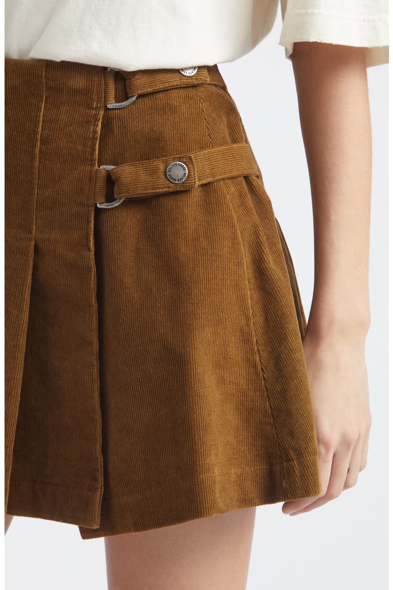 Journey Pleated Corduroy Miniskirt, Alternate, color, AMBER HONEY