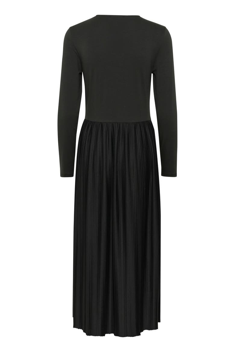 Simone Plisse Long Sleeve Maxi Dress, Alternate, color, Black